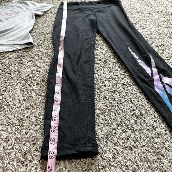 Reebok Shirt and Leggings 2 Piece Set Girls Sz 7 Gray Black Pink Blue - Picture 9 of 13